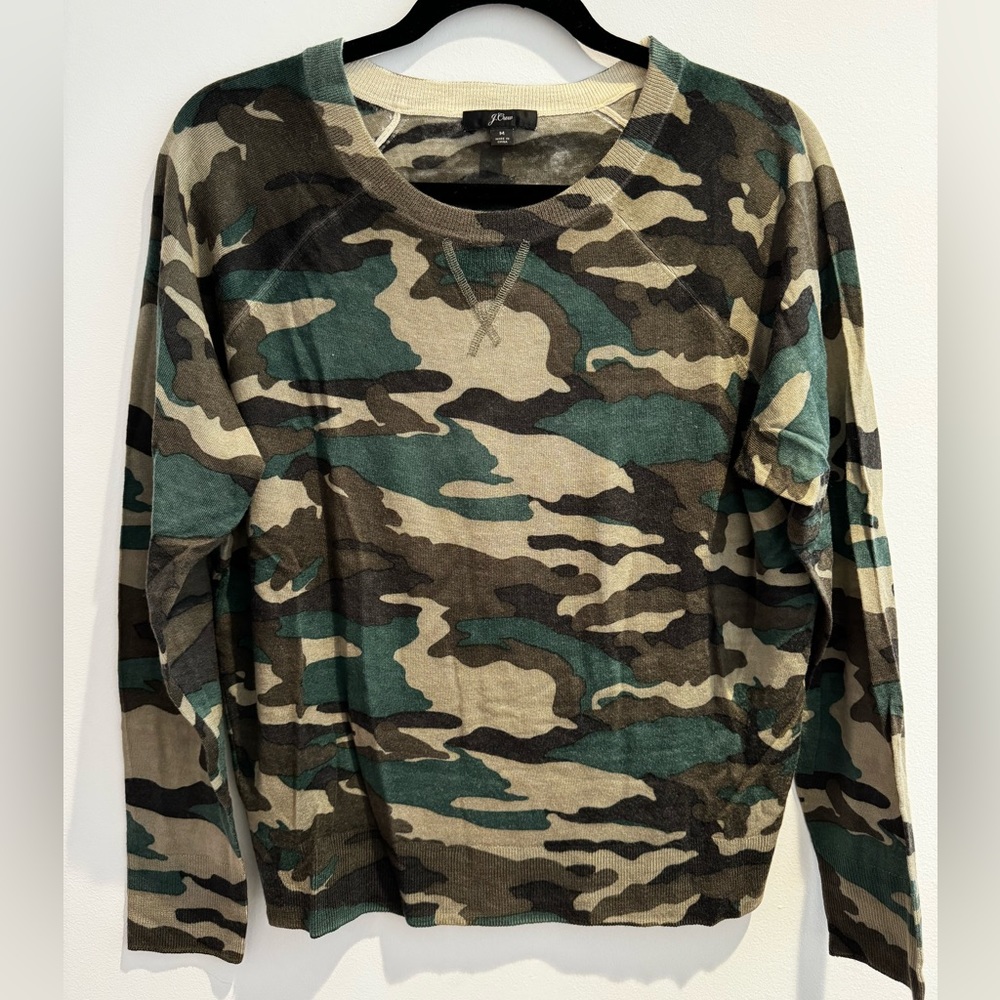 J.Crew Camo Crewneck Long-sleeve Sweater